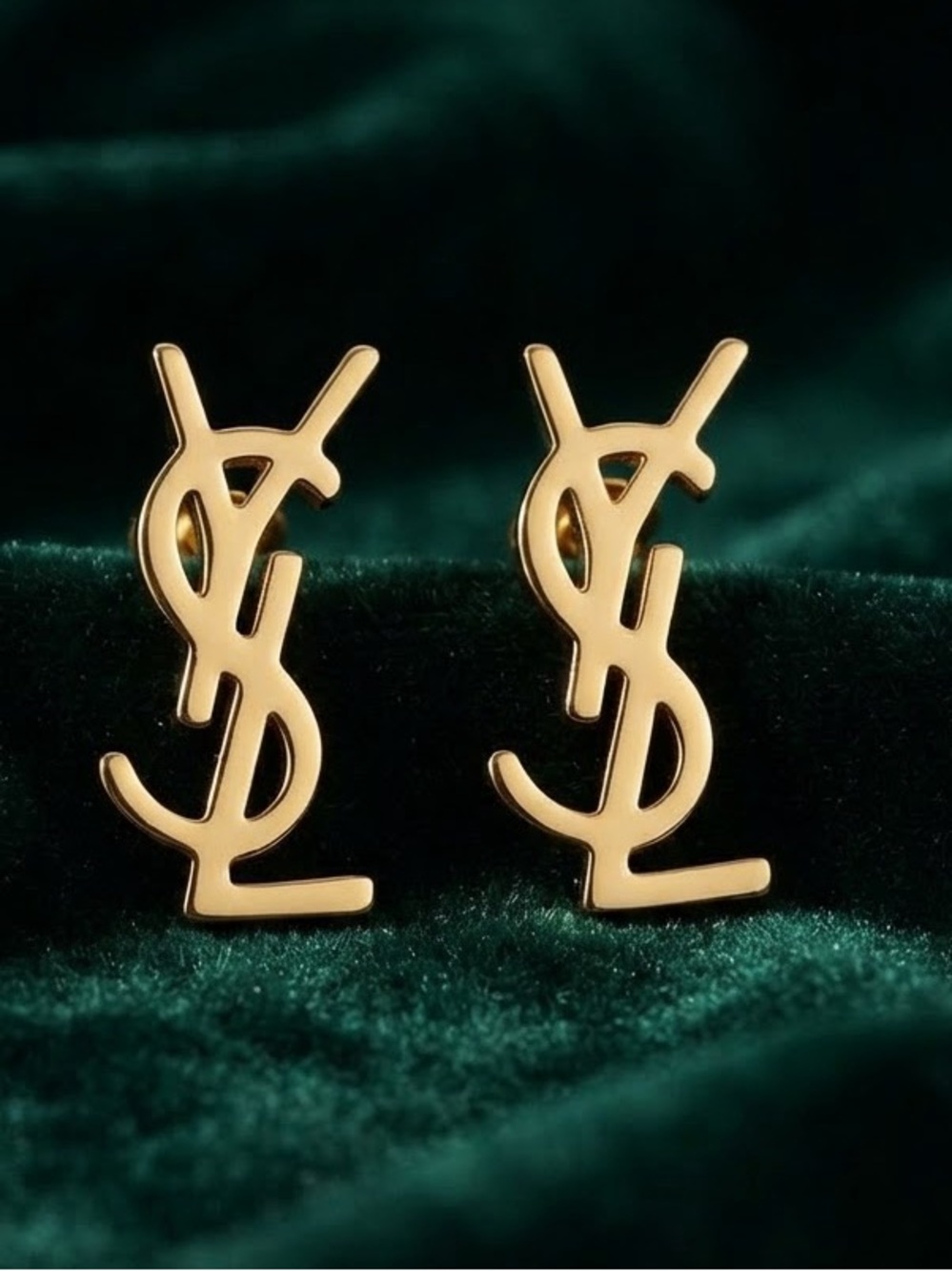 Gold Tone Lettered Stud Earrings